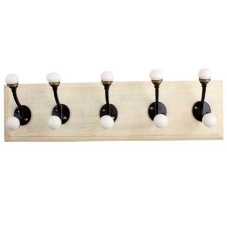 Black Double Loop Ceramic Iron Wooden Hooks